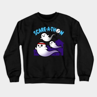 Funny Cute Kawaii Spooky Ghost Running Halloween Marathon Cartoon Crewneck Sweatshirt